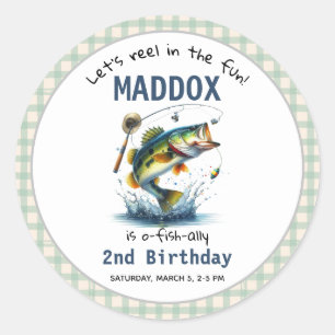 O-Fish-Ally Two Fishing 2nd Birthday Classic Round Sticker