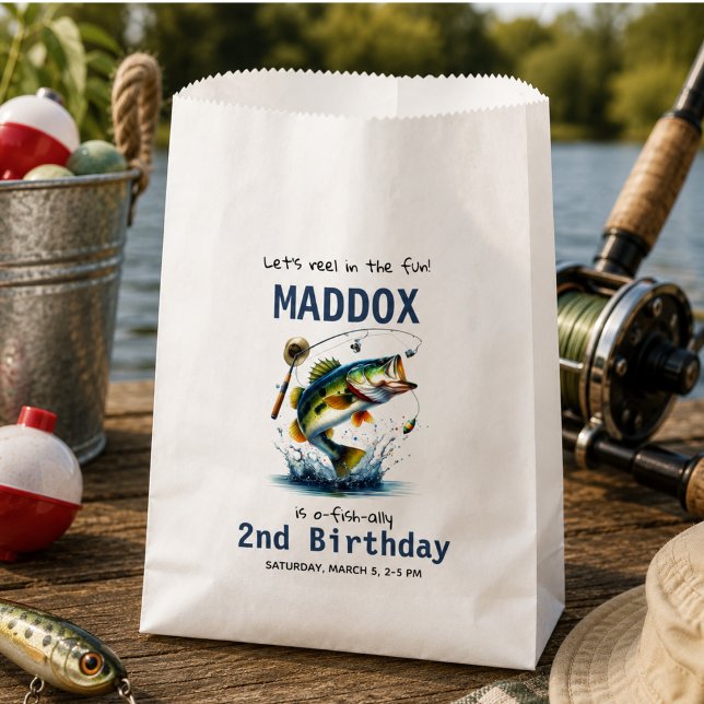 O-Fish-Ally Two Fishing 2nd Birthday Favour Bag (O-Fish-Ally Two Fishing 2nd Birthday Favor Bag)