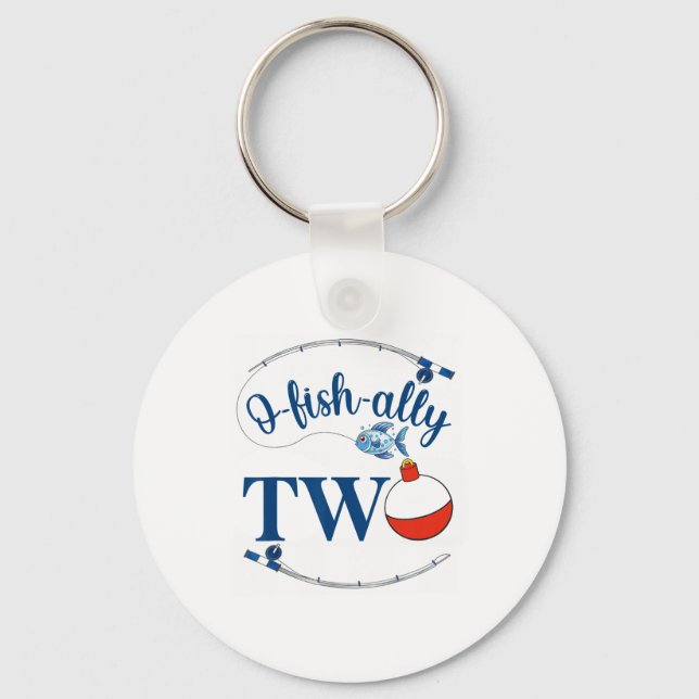 O-fish-ally Two Fishing Boy Second Birthday Ofisha Keychain (Front)