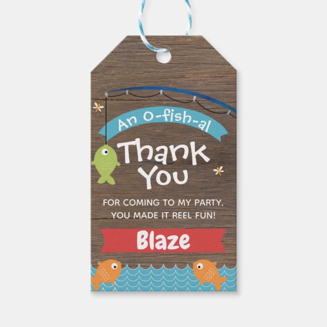 O-Fishal Fishing Themed Birthday Favour Tag (Front)