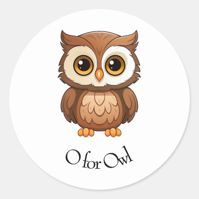 O for Owl Classic Round Sticker (Front)