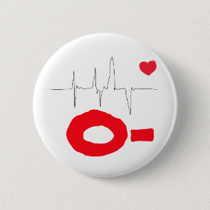 O- Funky Blood Type Heart Rate Button