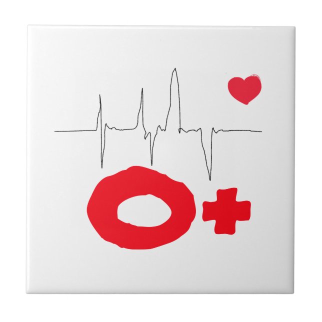 O+ Funky Blood Type Heart Rate Tile (Front)