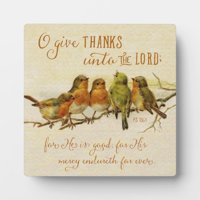 O Give Thanks Unto the Lord Plaque (Front)