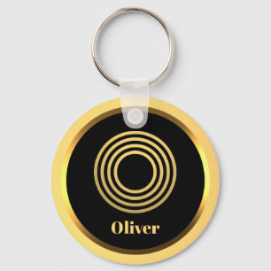 O Gold Monogrammed Letter Personalised Keychain