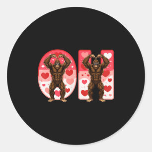 O-h Couples Matching Funny Bigfoot In Midwestern V Classic Round Sticker