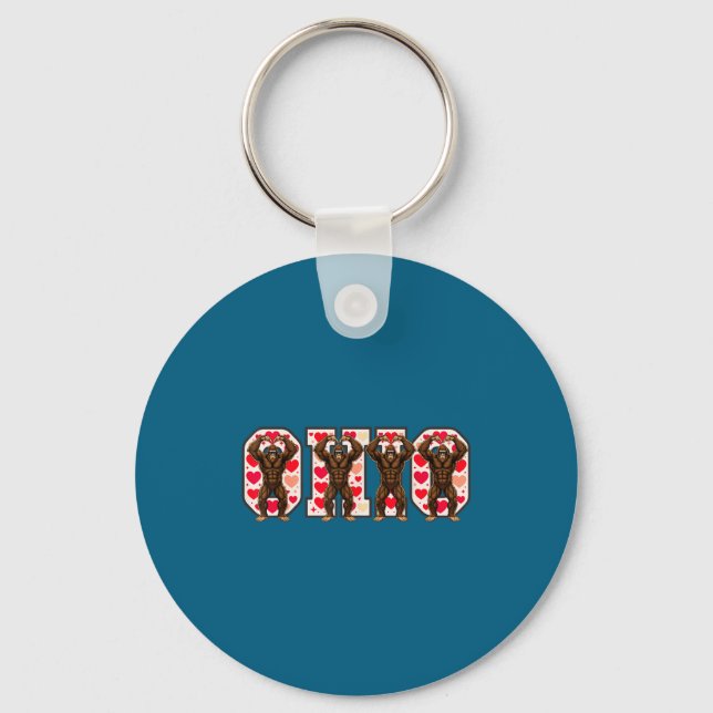 O-h-i-o Funny Bigfoot Ohio In Midwestern Valentine Keychain (Front)