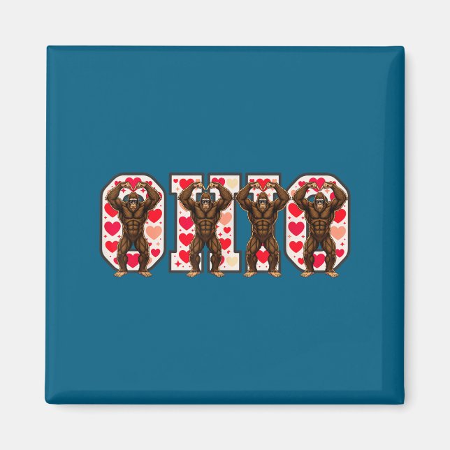 O-h-i-o Funny Bigfoot Ohio In Midwestern Valentine Magnet (Front)