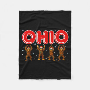 O-h-i-o Funny Bigfoot Ohio Vintage Xmas In Christm Fleece Blanket