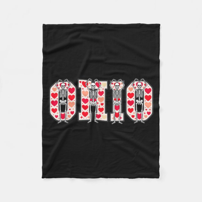 O-h-i-o Funny Skeletons Ohio In Midwestern Valenti Fleece Blanket (Front)