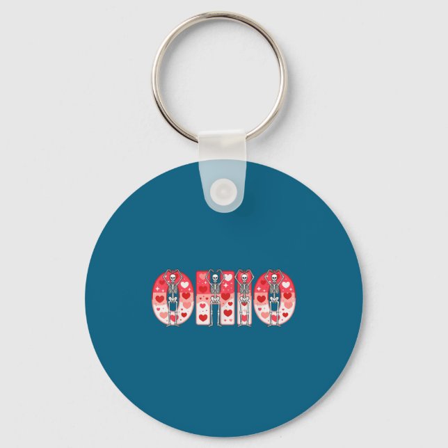 O-h-i-o Funny Skeletons Ohio In Midwestern Valenti Keychain (Front)