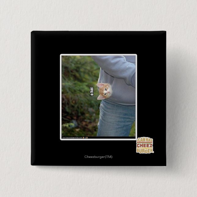 O hai 2 inch square button (Front)
