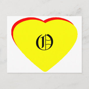 "O" Heart Yellow Red Wedding Invitation The MUSEUM Postcard