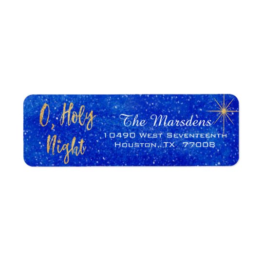 O Holy Night Blue and Gold Custom Return Return Address Label