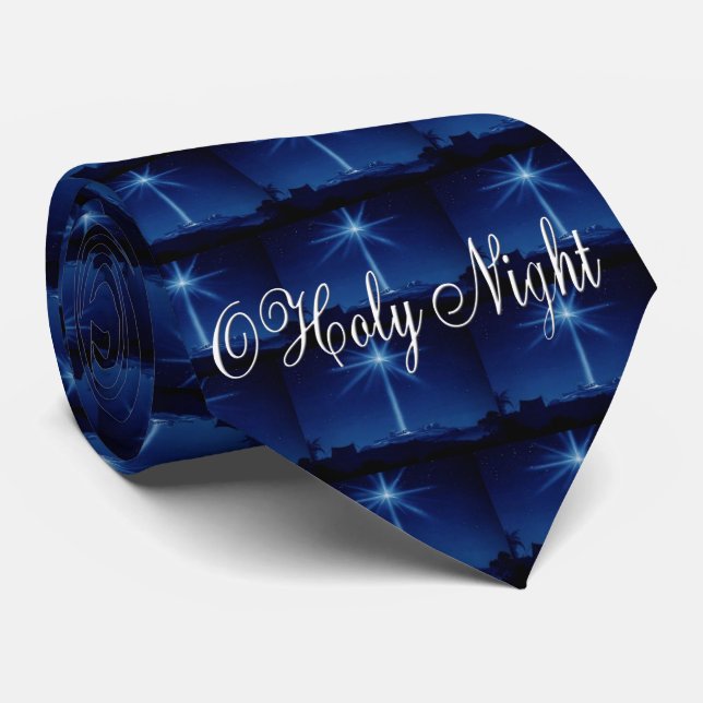 O Holy Night Blue Men's Tie (Rolled)