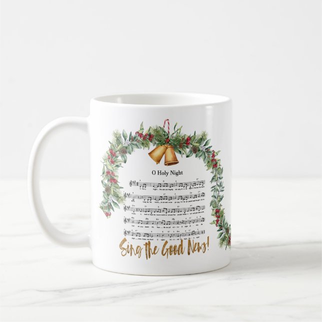 O HOLY NIGHT Christmas Nativity Hymn Scripture  Coffee Mug (Left)