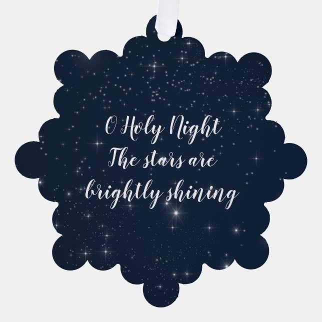 O Holy Night Christmas Song Lyrics on Starry Sky Ornament Card (Front)