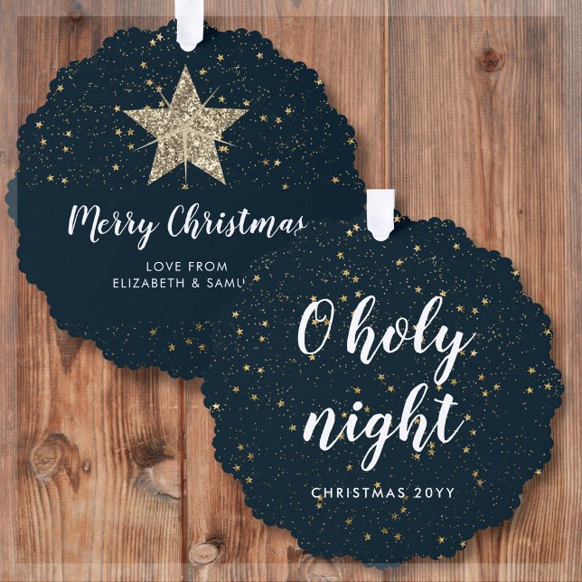 O Holy Night | Gold Star  Ornament Card (Creator Uploaded)