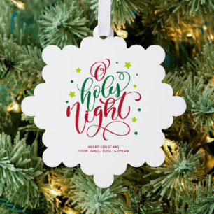 O Holy Night Hand Letter Photo Ornament Card