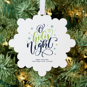 O Holy Night Hand Letter Photo Ornament Card