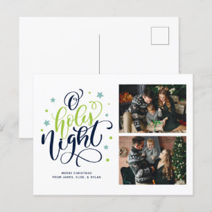 O Holy Night Hand Lettered Photo Gallery Holiday Postcard