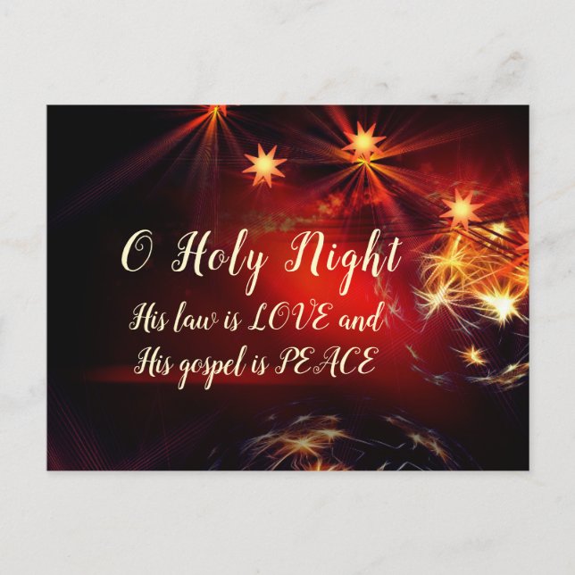 O Holy Night, His law is LOVE, Christmas Carol Postcard (Front)