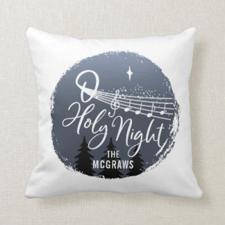 O Holy Night: Music Notes + Stars Personalized Throw Pillow