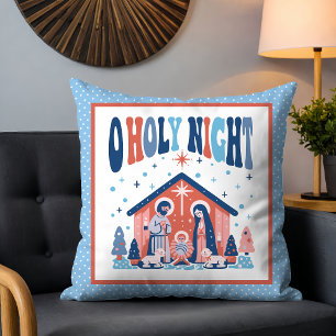 O Holy Night Nativity Christian Christmas Throw Pillow