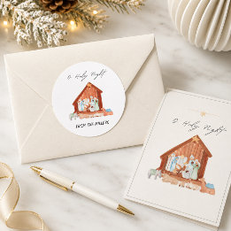O' Holy Night Nativity Christmas  Classic Round Sticker
