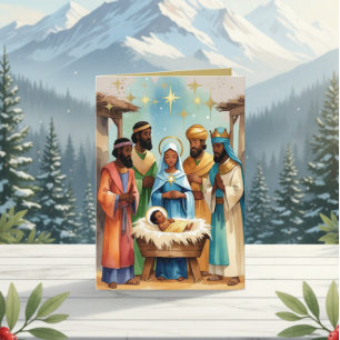 O Holy Night Nativity Christmas  Holiday Card