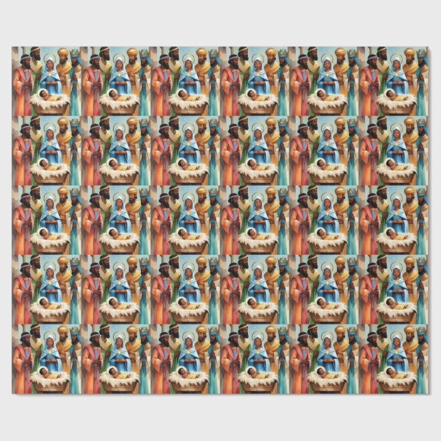 O Holy Night Nativity Christmas  Wrapping Paper (Flat)