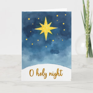 O Holy Night Nativity Star Watercolor Card