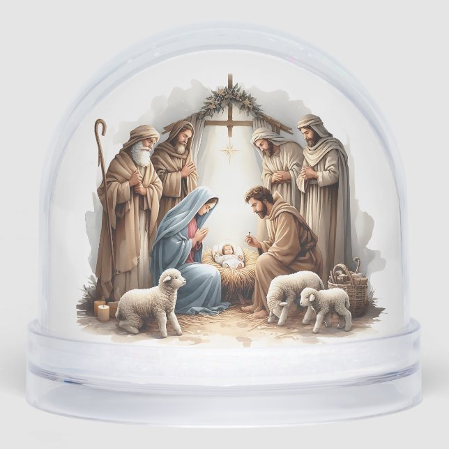 O Holy Night – Nativity Under Starlight Snowglobe (Front)