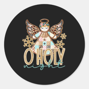 O Holy Night Patchwork Angel Christian Jesus Chris Classic Round Sticker