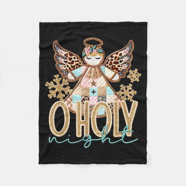 O Holy Night Patchwork Angel Christian Jesus Chris Fleece Blanket (Front)