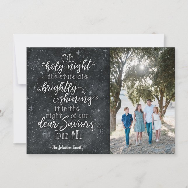 O Holy Night Personalized Photo Christmas Card (Front)