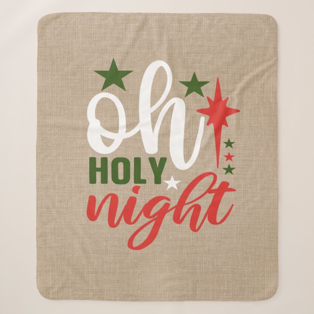 O Holy Night Religious Christmas Sherpa Blanket (Front)