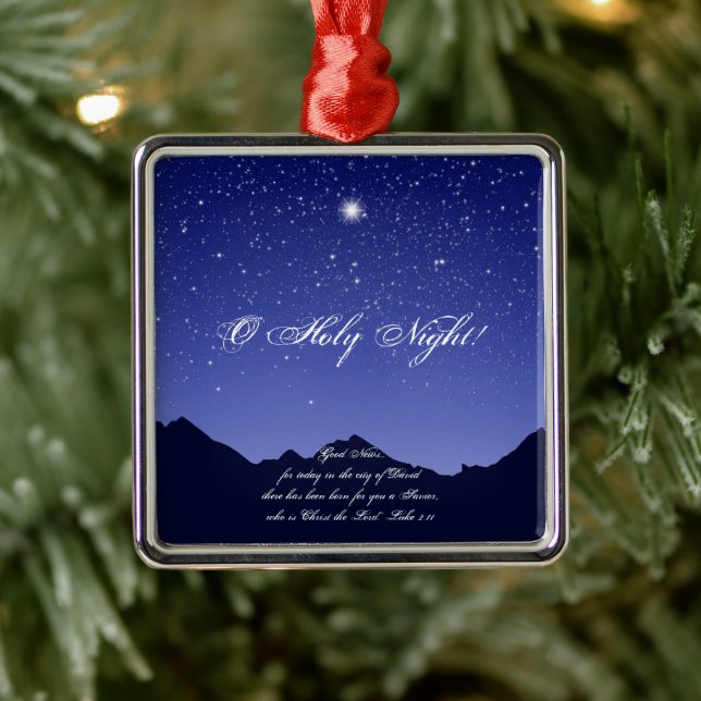 O Holy Night Square Christmas Ornament (Tree)