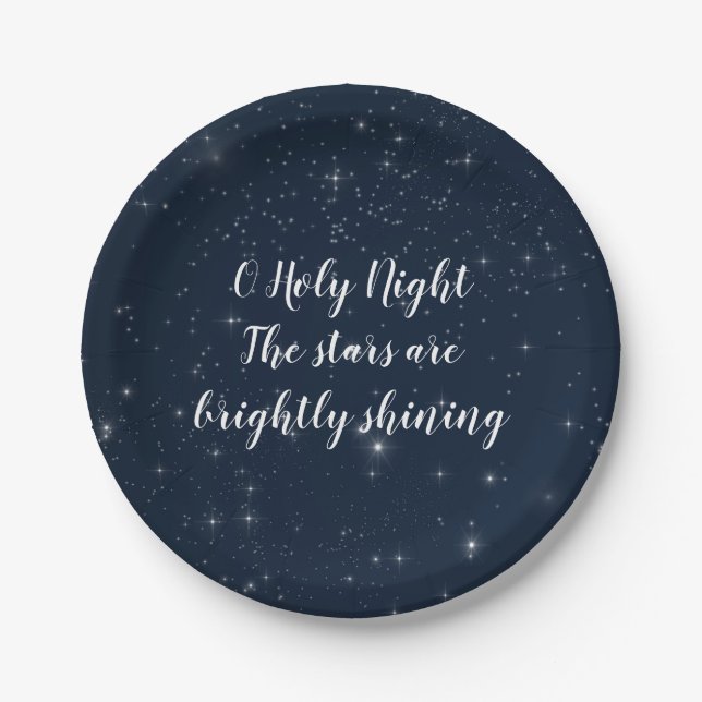 O Holy Night Stars Christmas Song Paper Plate (Front)