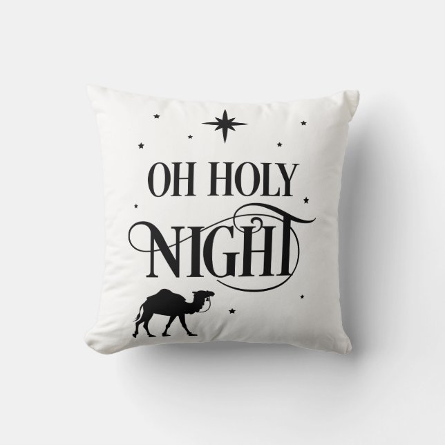 O Holy Night With Camel Throw Pillow (Front)