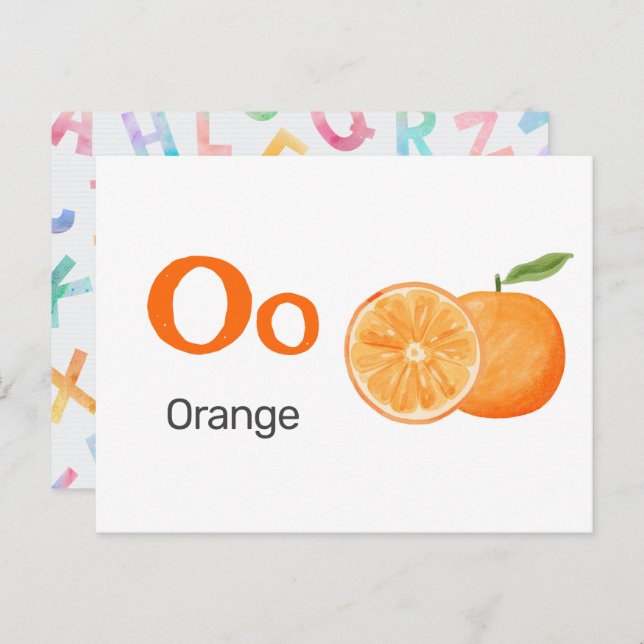 O is for Orange - Alphabet Flash Card (Front/Back)