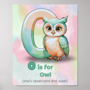 O is for Owl – Nursery Alphabet Art Print