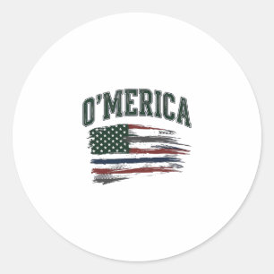 O’Merica Vintage Distressed Flag Shirt Design_1 Classic Round Sticker