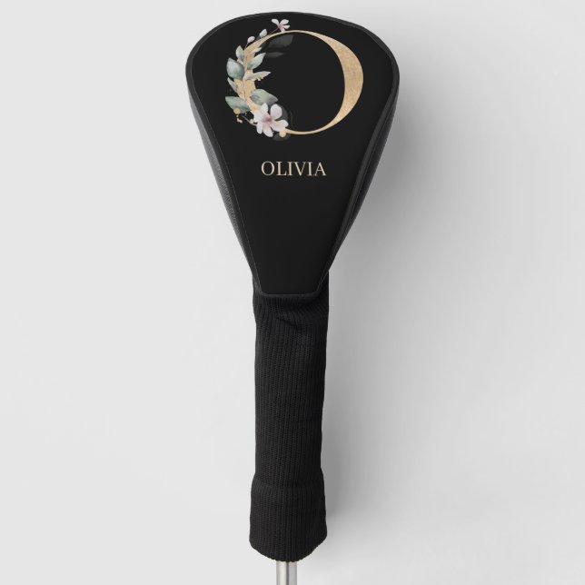O Monogram Floral Personalized Golf Head Cover (Front)