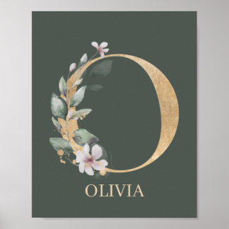 O Monogram Floral Personalized Poster