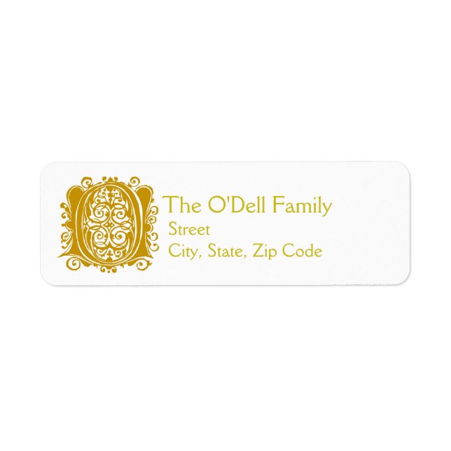 O Monogram "Gold Lace" design Address Lables (Front)