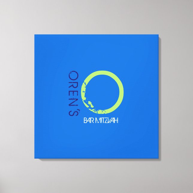 O Monogram Initial Bar Bat Mitzvah Sign-In Board Canvas Print (Front)