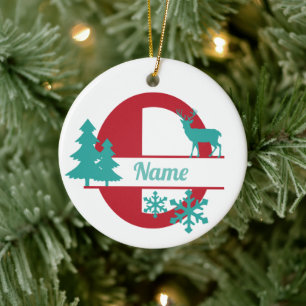 O Monogram Initial Christmas Holiday Tree Ornament