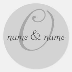 "O" monogram label, personalize first names Classic Round Sticker
