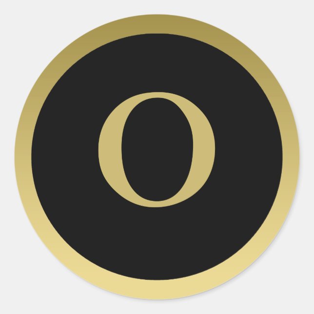 O :: Monogram O Elegant Gold and Black Sticker (Front)